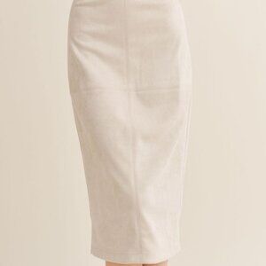 Women's Suede Midi Skirt | Sage The Label | Bone